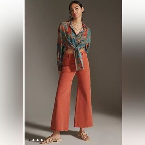 Anthropologie Pilcro Orange Rust The Carpenter Wide Leg Pants Size 30